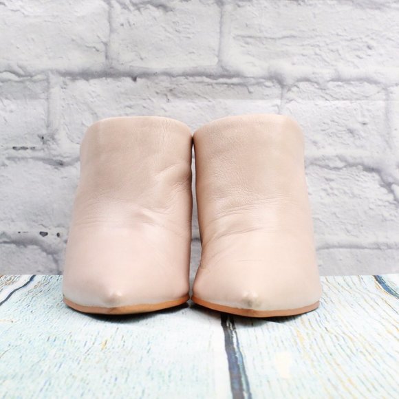 Dolce Vita Caley Pink Leather Wood Block Slip On Heel Mule Size 10 - Picture 4 of 9